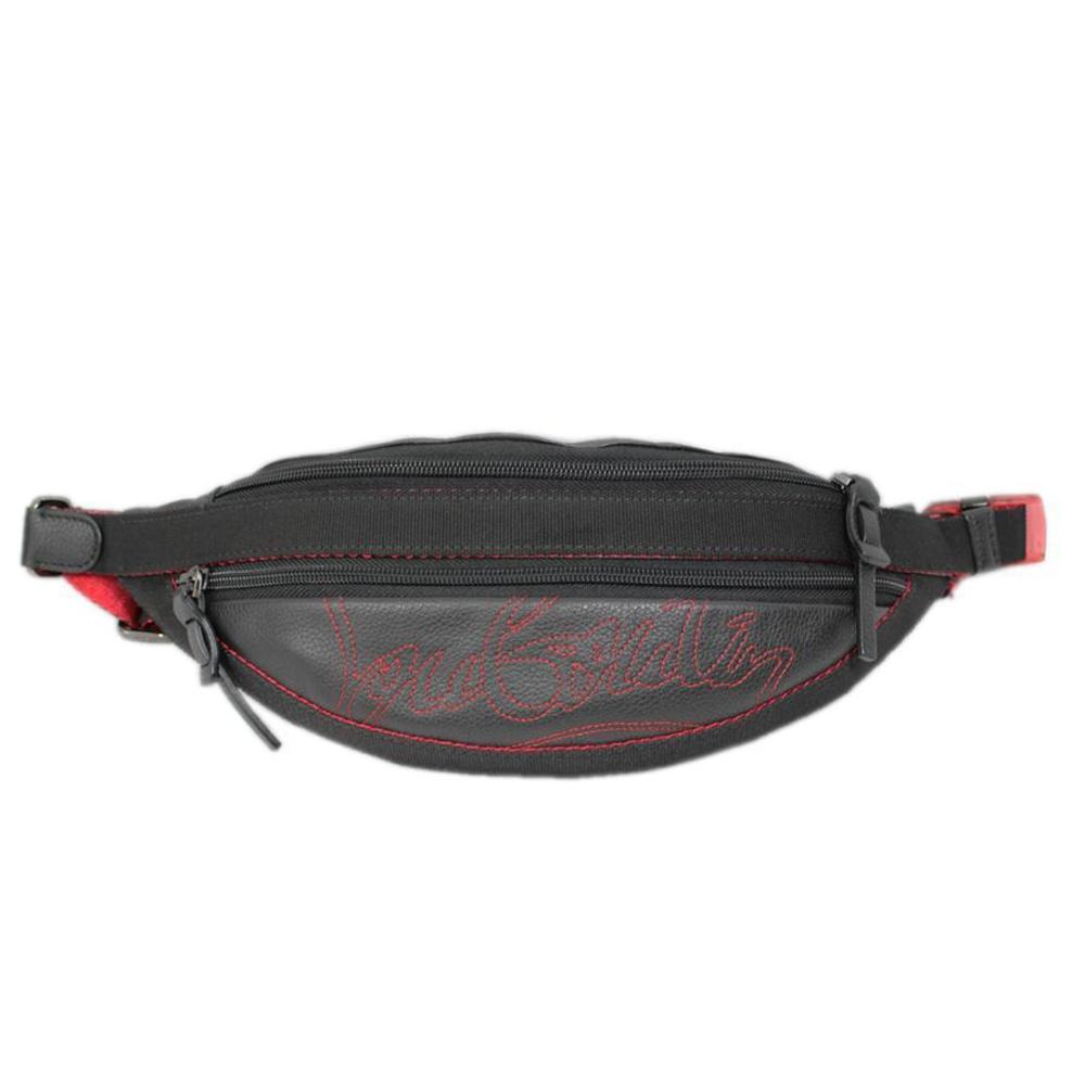 Christian Louboutin Waist Pouch Leather Nylon Black Red